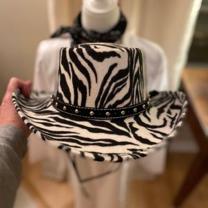 Zebra print cowboy hat